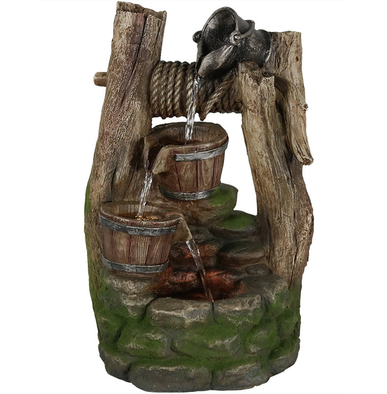 Millwood Pines Ahmed Fibreglass Wishing Well with Cascading Buckets